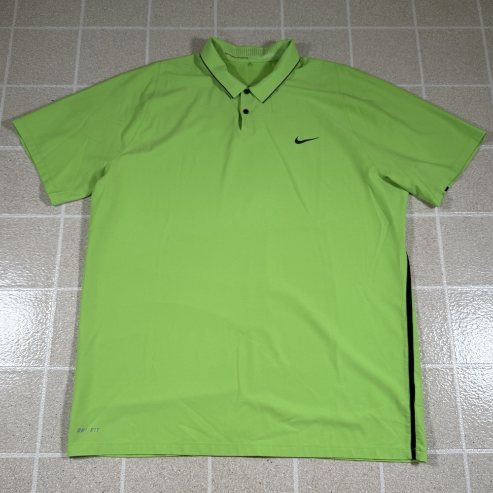 Men's Green Nike Tiger Woods Collection Polo Shirt Dri Fit Short Sleeve Size 2XL